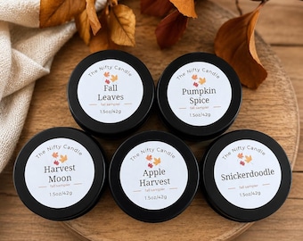 Fall Candle Sampler Set | 5 Mini Soy Candles | Autumn Scent Collection | Pumpkin Spice, Apple Harvest, Snickerdoodle | Handmade in Arizona