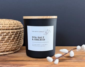 Sea Salt & Orchid Soy Candle – Coastal Home Fragrance, 10 oz
