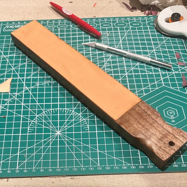 Kangaroo Leather Strop Paddle with Diamond sharpening compound (Gunny Juice)