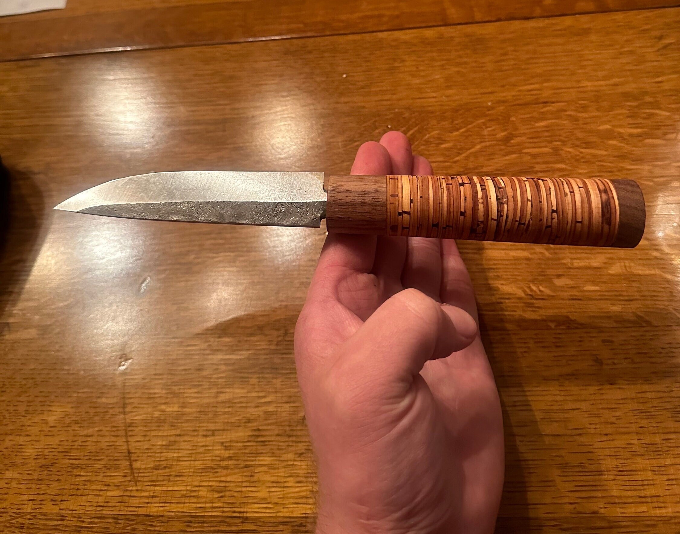 Birch Bark Knife Handle finished. for Hidden Tang Knives. Etsy