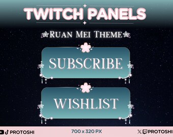 25 x Ruan Mei Honkai Star Rail Twitch Panels Box / Rosa Verde Sakura Cherry Blossom Flower Glow Gaming Stream Pack