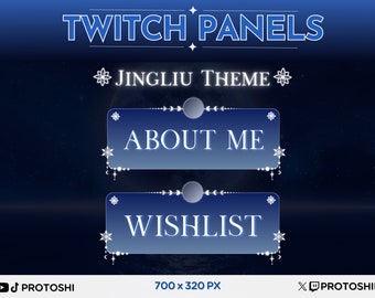 25 x Jingliu Honkai Star Rail Twitch Panels Box / Blanco Azul Copo de nieve Sparkle Glow Gaming Stream Pack