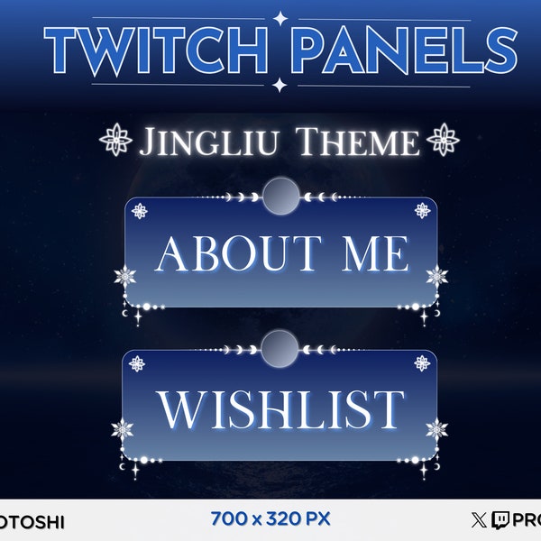 25 x Jingliu Honkai Star Rail Twitch Panels Box | White Blue Snowflake Sparkle Glow Gaming Stream Pack