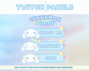 24 paneles de Twitch de color azul con forma de cachorro canela / Lindo perro kawaii Stream Pastel Arcoíris Estrella Blanca Peluche Suave