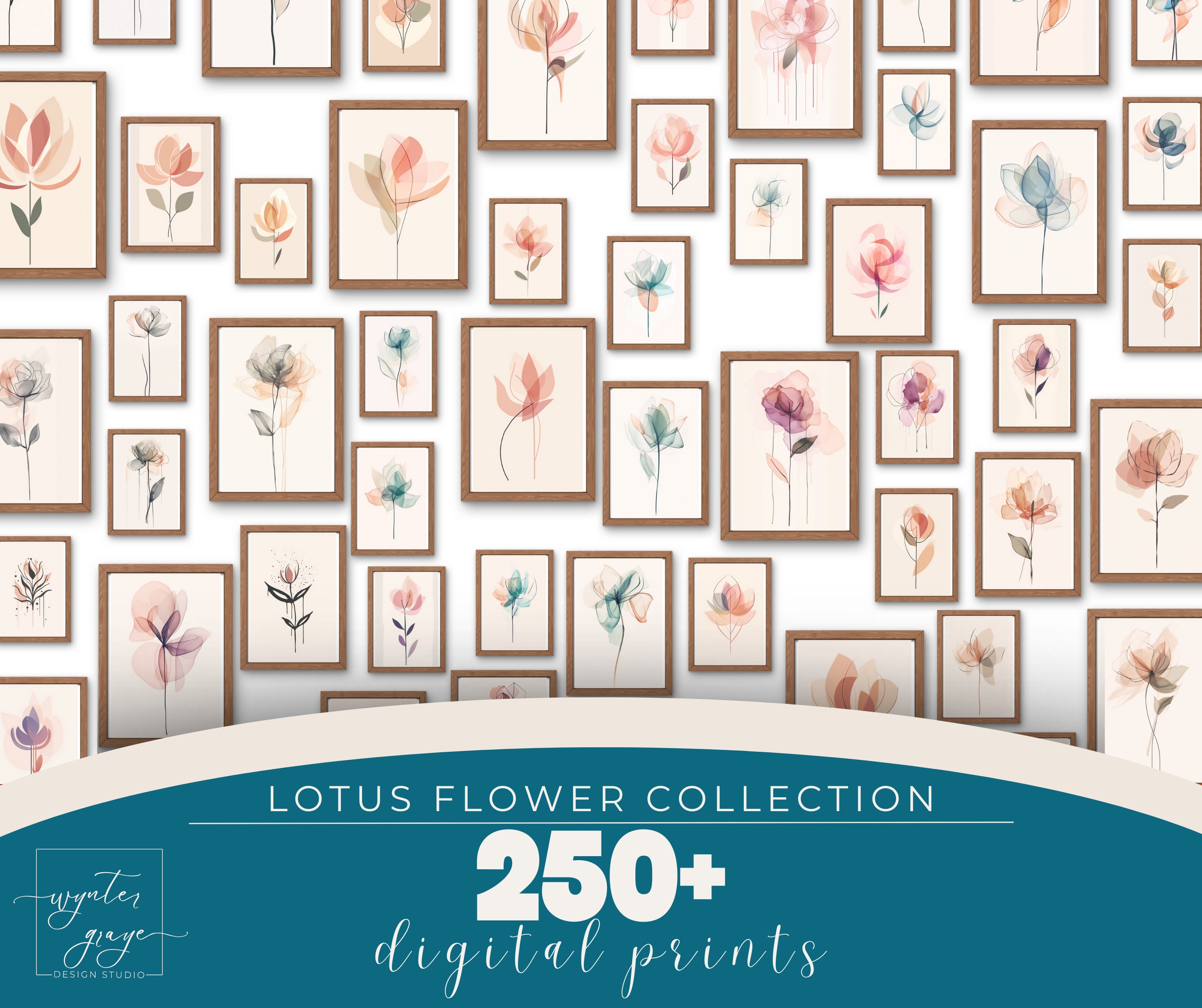 LOTUS FLOWER Watercolor Collection Gallery Wall Art Floral - Etsy