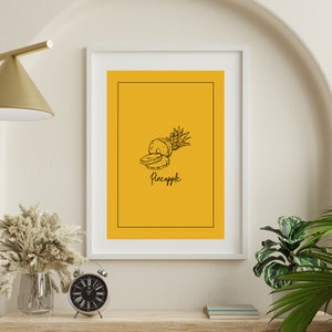 PINEAPPLE Seasonal Fruit Print | Farmers Market Wall Art | Kitchen Poster | Fresh Food Decor | Instant Download