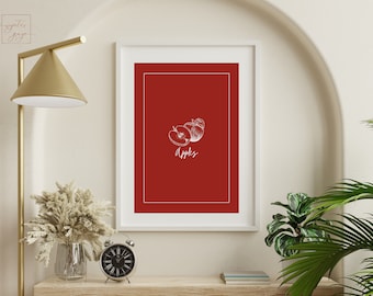 APPLES Orchard Fruit Art | Kitchen Gallery Wall | Gourmet Food Poster | Farm Fresh Digital Print | Culinary Artwork