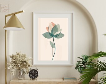 Sage Colors LOTUS FLOWER Print | Botanical Wall Art | Yoga Decor | Spiritual Awakening | Printable Art | Digital Download