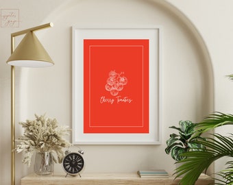 CHERRY TOMATOES | Harvest Vegetable Print | Seasonal Kitchen Art | Autumn Veggie Poster | Digital Wall Art
