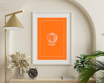 PUMPKIN Kitchen Art | Garden Fresh Prints | Vegetables | Farm to Table | Rustic Dining Room Poster | Digital Download