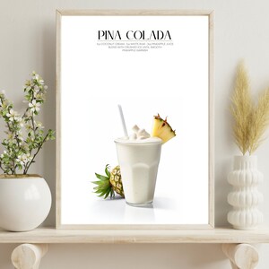 PINA COLADA Cocktail, Printable Wall Art, Digital Download, Modern Bar Cart Décor, Drink Poster, Home Bar Accent