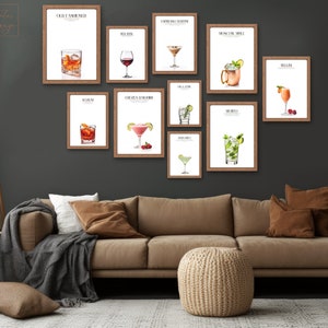 FATHER&#39;s DAY Cocktail Wall Art Print Set of 20, Vibrant Printable Wall Decor, Digital Download, Bar Cart Accent, Drink Poster, Classy