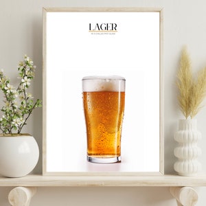 LAGER Poster, Digital Download, Chic Bar Wall Art, Drink Print, Modern Home Bar Décor, Instant Artwork