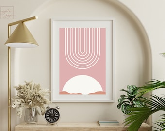 Bauhaus Inspired Wall Art | Mid Century Modern Minimalist Print | Abstract Geometric Trendy Home Decor | Digital Download