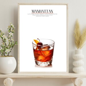 MANHATTAN Art, Printable Cocktail Poster, Instant Download, Bar Cart Wall Décor, Drink Theme, Contemporary Home Bar Accent