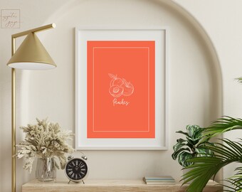 PEACHES Orchard Fruit Art | Kitchen Gallery Wall | Gourmet Food Poster | Farm Fresh Digital Print | Culinary Artwork