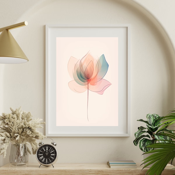 Aquarel LOTUS BLOEM print | Botanische kunst aan de muur | Yoga-decor | Spiritueel ontwaken | Afdrukbare kunst | Digitaal downloaden