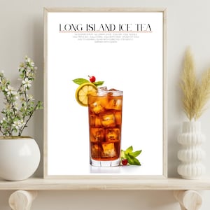 LONG ISLAND ICED tea Art, Stylish Bar Cart Wall Art, Digital Download, Cocktail Poster, Colorful Home Bar Decoration