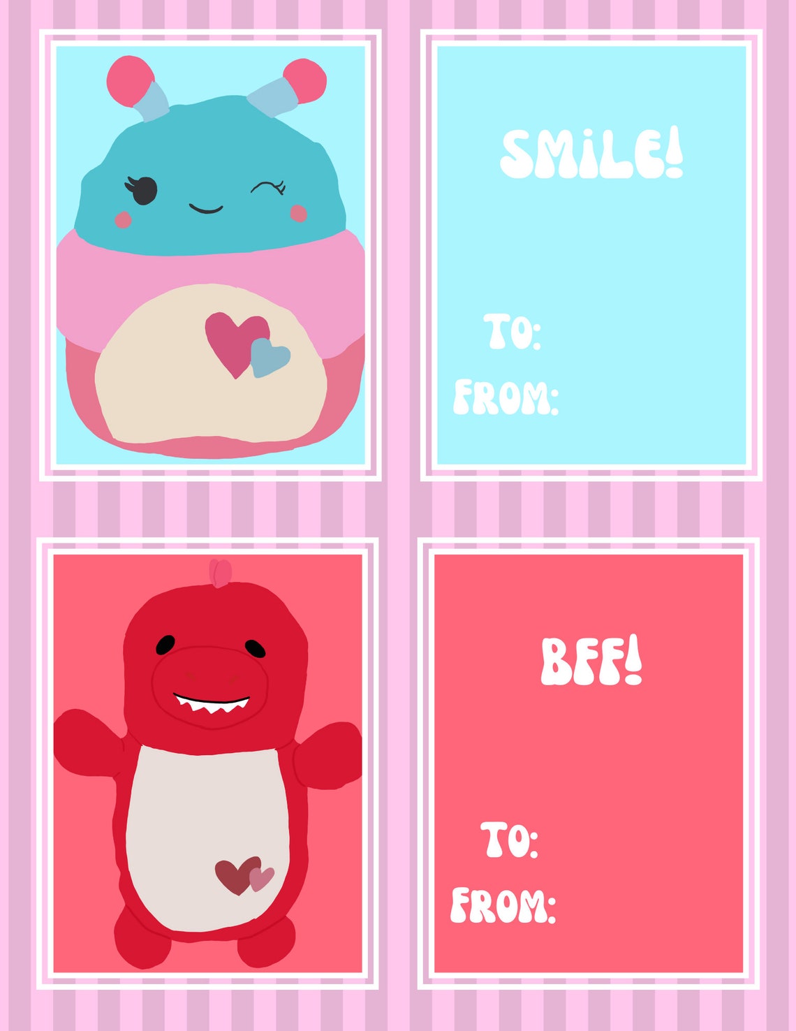 Printable Digital Download Squishmallow Valentine's Day Cards - Etsy