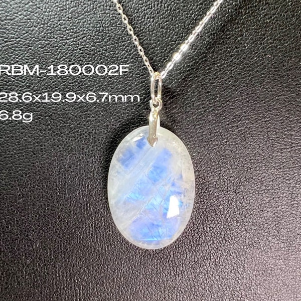 Grade AAA Indian Rainbow Moonstone Pendant with Sterling Silver (925 Silver) Setting - RBM-180002F