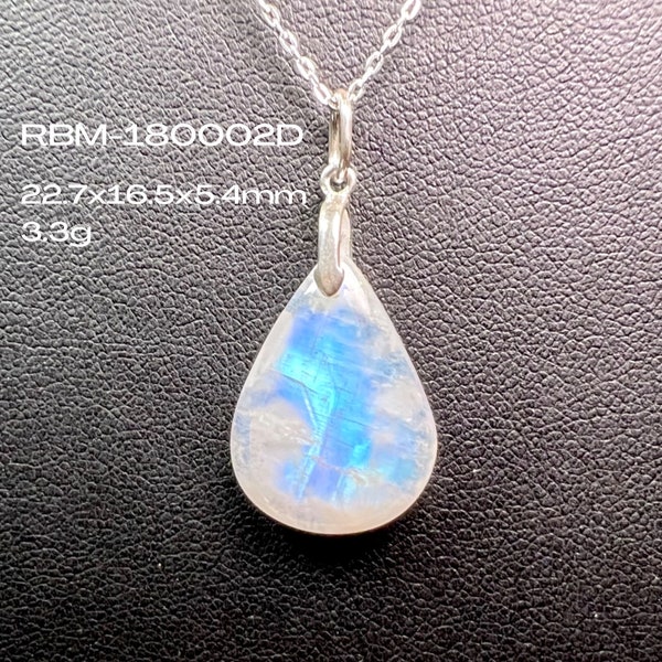 Grade AAA Indian Rainbow Moonstone Pendant with Sterling Silver (925 Silver) Setting - RBM-180002D