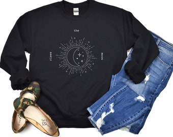 The Moon Rises Sweatshirt | Summer | Cute Graphic Sweatshirt | Teen Gifts | Teen | Gen Z  | Celestial Gifts | Night | Beach Sweatshirt