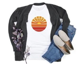 Sunrise Womans Tee | Summer Tee | Graphic Tee | Retro | 70's Shirt | Teen Gift | Teen Shirt | Sun T-Shirt | Sunny Tee | Gen Z Shirt | Nature