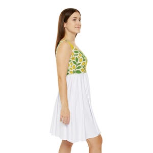 Lemon Floral Women&#39;s Skater Dress, Summer Party Dress, Casual Dress, Floral