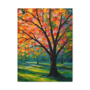 Art mural en toile d&#39;arbre automnal vibrant, décoration automne colorée, pièce de galerie d&#39;art, cadeau inspiré de la nature, décoration murale saisonnière