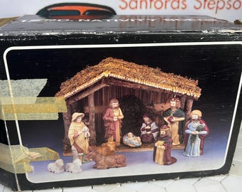 Nativity Scene, Manger Scene, The Birth of Christ, Christmas 12 Piece With Box