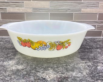 Anchor Hocking Fire King Natures Bounty Oval Casserole Dish