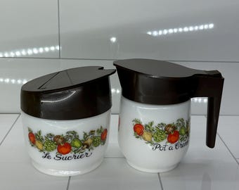 Vintage Gemco Creamer and Sugar Bowl Set Spice of Life Pattern