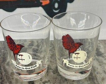 Golf SPALDING "Hole-IN-One Club" Drinking, Bar, Barware Highball Glasses Red Bird