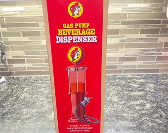 Buc‑ee’s Gas Pump Beverage Dispenser 34oz Red Plastic Countertop Drink Server