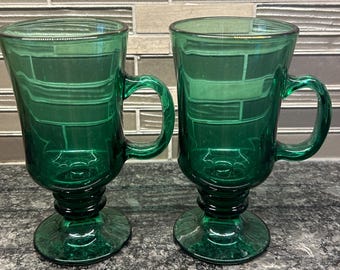 Vintage Libbey Emerald Green Irish Coffee Cups