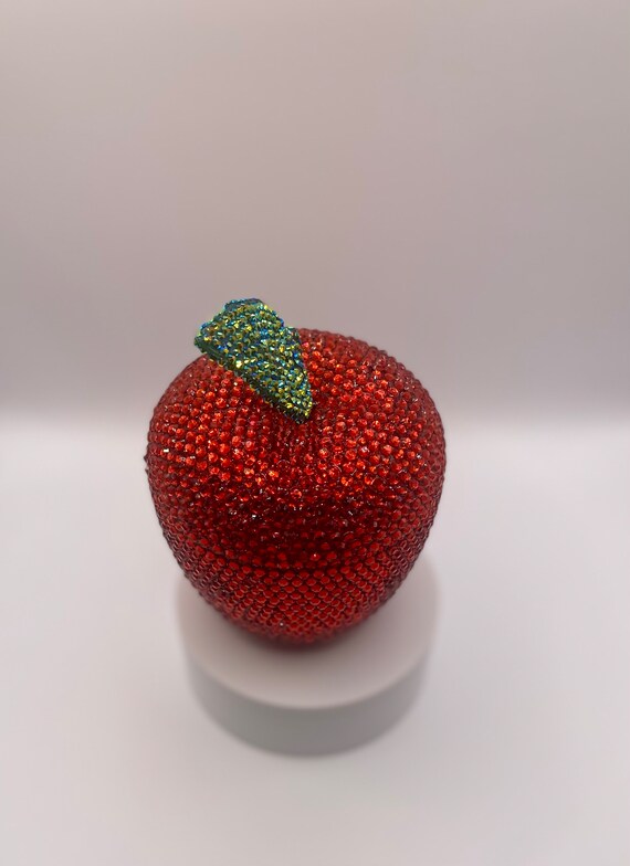 Red Rhinestone Apple Candy Dish Etsy