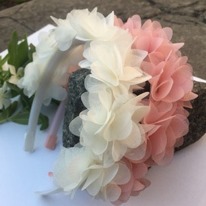 Flower headband for girls, pink flower headband, off white flower headband,
