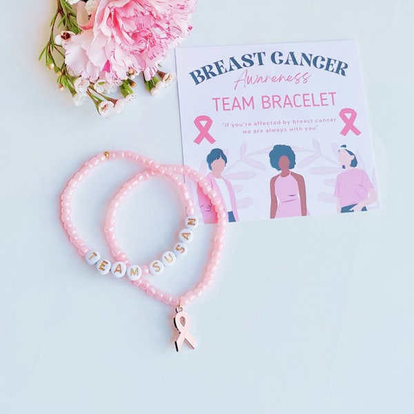 Breast Cancer Awareness Bracelets, Pink Ribbon Bracelets, Survivor Gift, Cancer Awareness, Gifts for Her, Beaded Bracelets, Susan G Komen