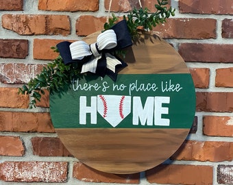Welcome Sign Baseball | Baseball Decor | Baseball Door Hanger | Baseball Door Sign | Housewarming Gift | There's No Place Like Home Sign