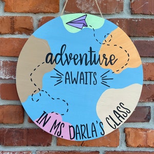 Teacher Door Hanger | Classroom Door Hanger | Custom Teacher Gift | Boho Map Door Hanger | School Decor | Custom Teacher Door Hanger