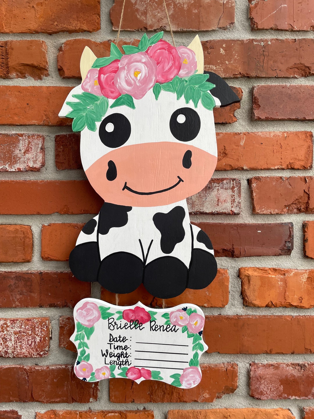 Baby Cow Hospital Door Hanger Baby Cow Door Hanger Girl Nursery Decor