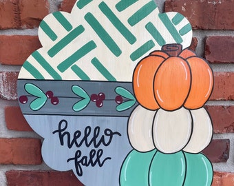 Fall Door Hanger | Pumpkin Door Hanger | Fall Welcome Sign | Pumpkin Decor | Fall Door Decor | Fall Decor | Hello Fall Door Sign | Fall Sign