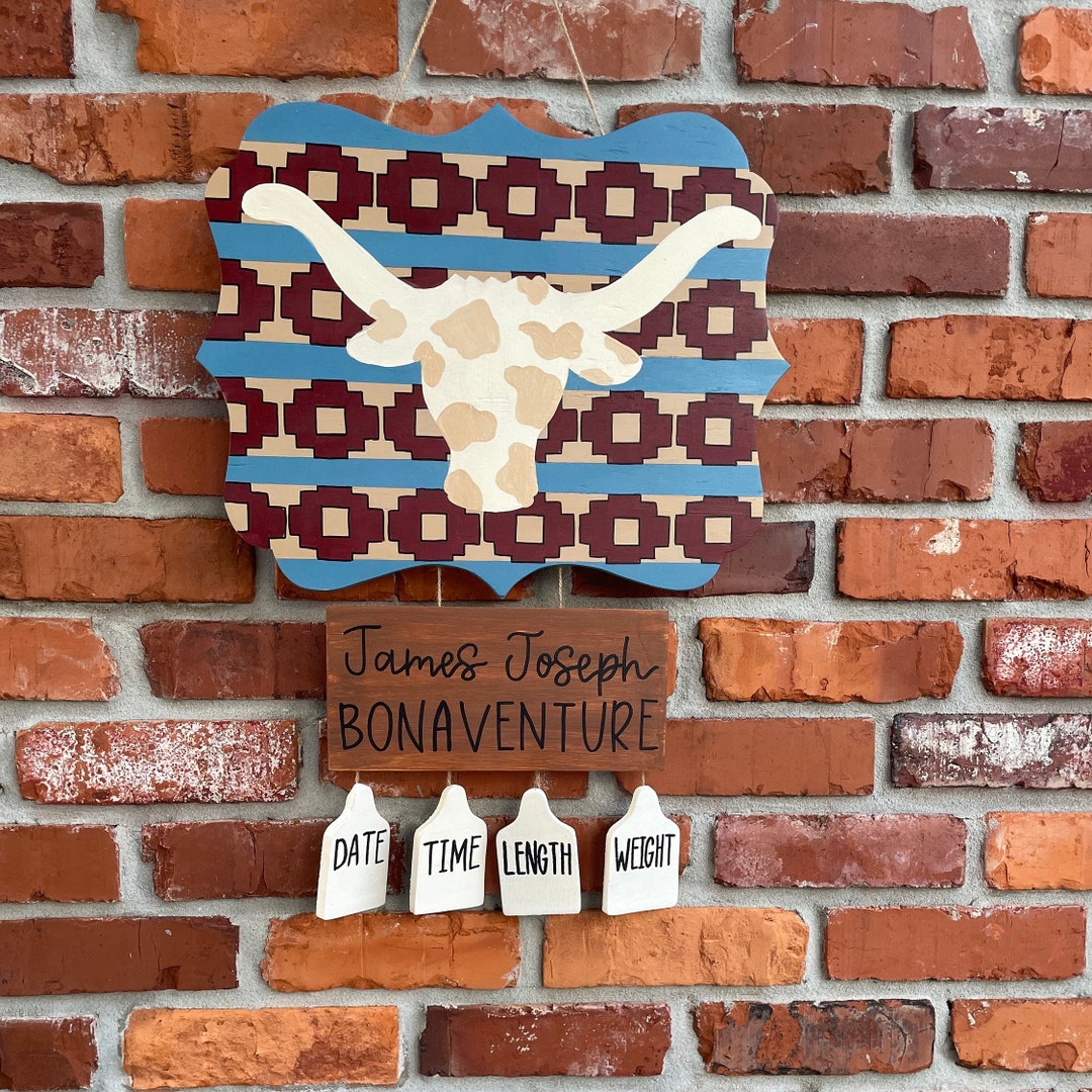 Aztec Cow Hospital Door Hanger Western Hospital Door Hanger Nursery