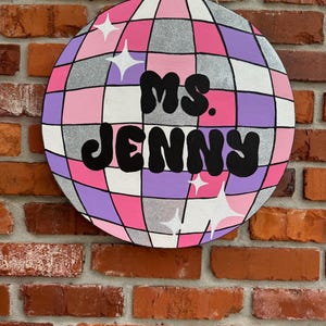Teacher Disco Ball Door Hanger | Classroom Door Hanger | Custom Teacher Gift | Retro Classroom Theme | Disco Ball Classroom Sign