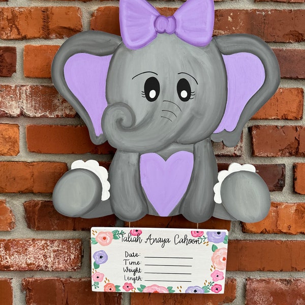 Elephant Hospital Door Hanger | Hospital Door Hanger Girl | Nursery Decor | Birth Announcement Sign | Personalized Nursery Sign | Baby Gift