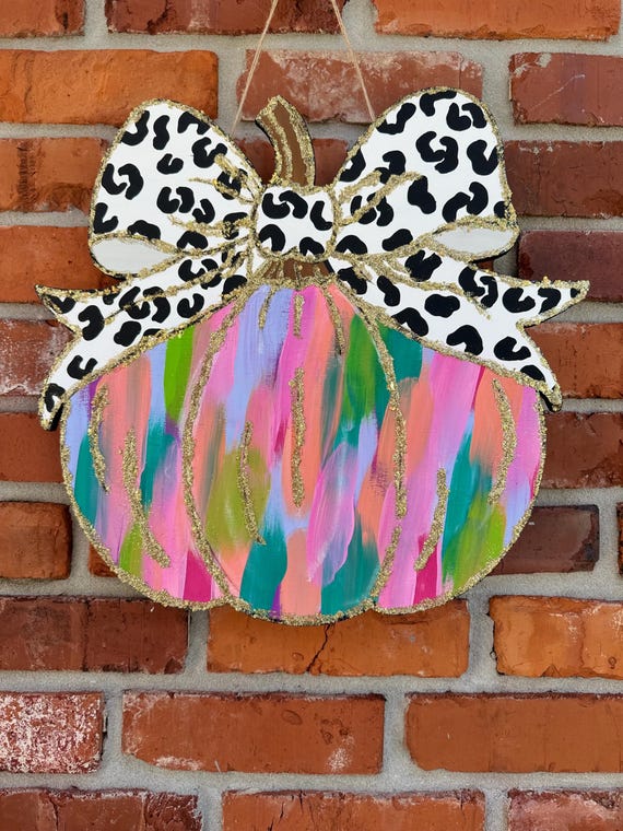 Fall Door Hanger | Pumpkin Door Hanger | Halloween Door Hanger | Coquette Pumpkin Door Sign | Cute Pumpkin Fall Door Hanger | Fall Decor