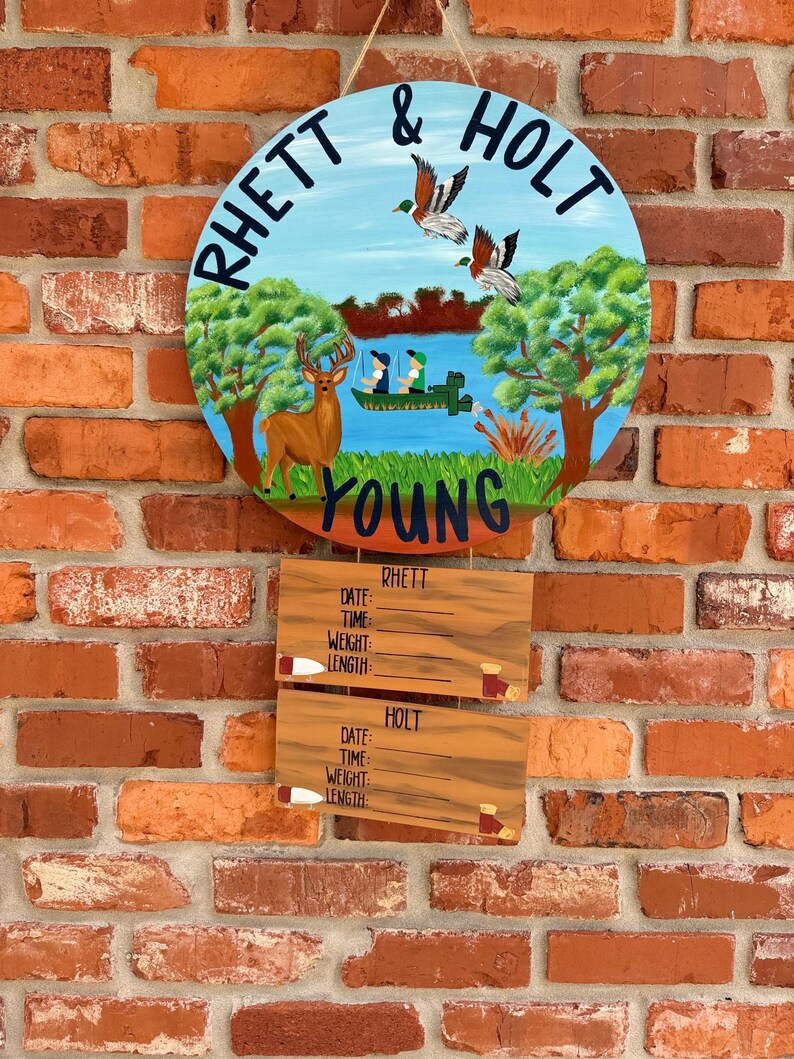 Rhett Lettering Hunting Hospital Door Hanger | Fishing Hospital Door Hanger | Hunting ...