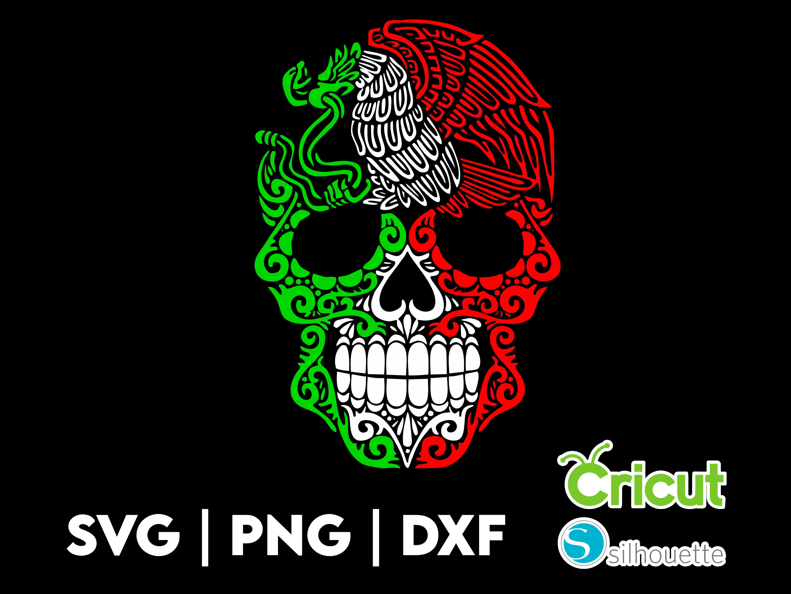 Mexican Flag-skull Digital Download Svg Png Dxf cricut - Etsy