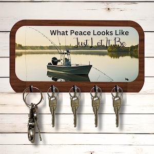 Fishing Lake Key Rack: Sublimated MDF Wood Organizer