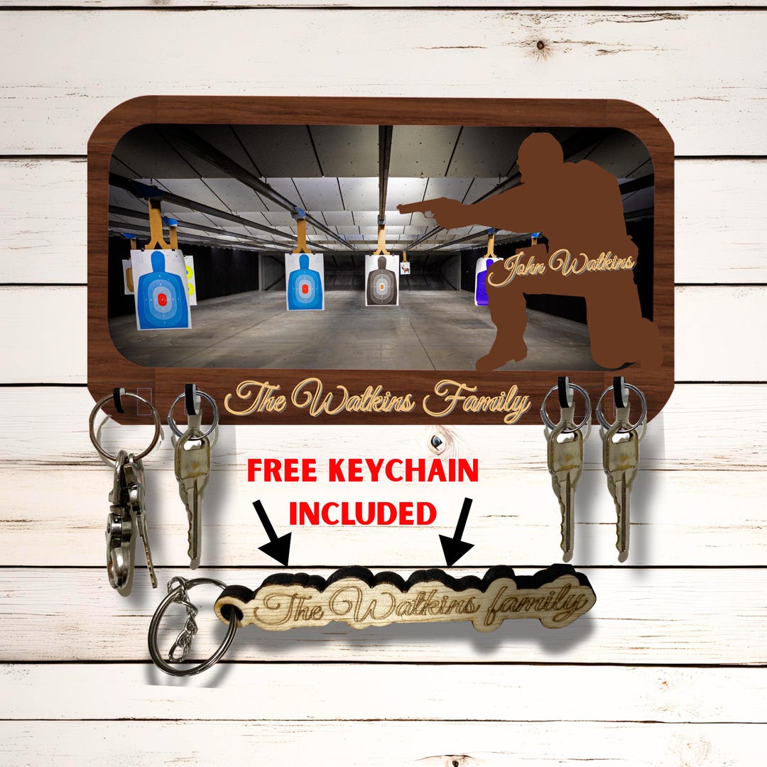 The Range Key Racks Personalized Shooting Range Key Holder - Custom Name Key Rack With ...